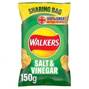 Walkers Salt & Vinegar Crisps Sharing Bag 150G (6 Pack)