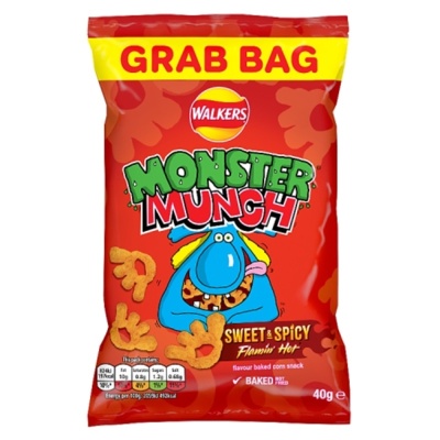 Walkers Monster Munch Sweet & Spicy Snacks Crisps 40G (35 Pack)