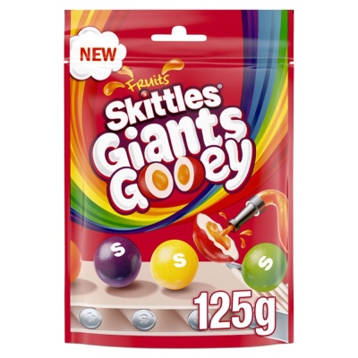 Skittles Giants Gooey  Chewy Sweets Fruit Flavoured Pouch Bag 125G (15 Pack)