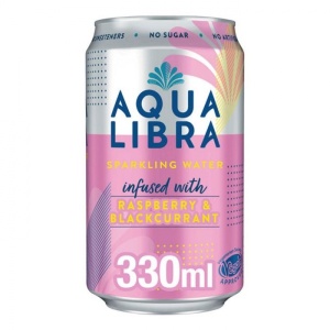 Aqua Libra Raspberry & Blackcurrant Sparkling Water Can 330Ml (24 Pack)