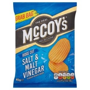 McCoy's Ridge Cut Salt & Vinegar Crisps 45g (36 Pack)