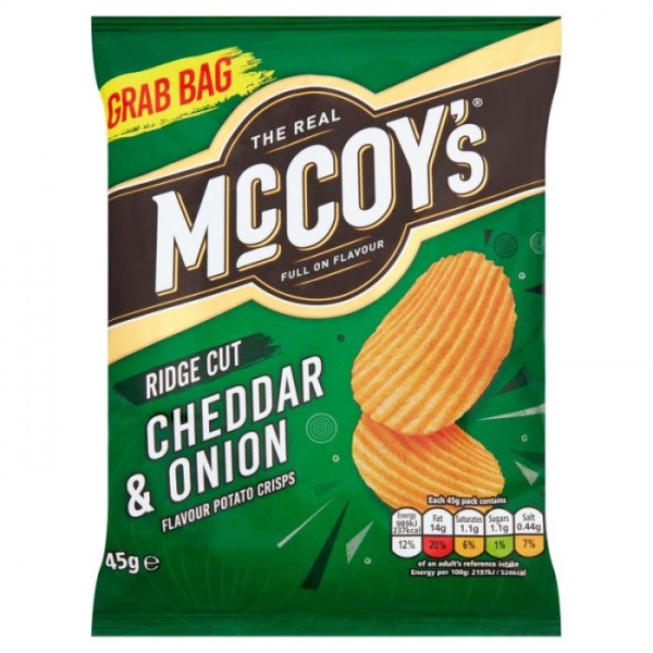 McCoy's Ridge Cut Cheddar & Onion Crisps 45g (36 Pack)