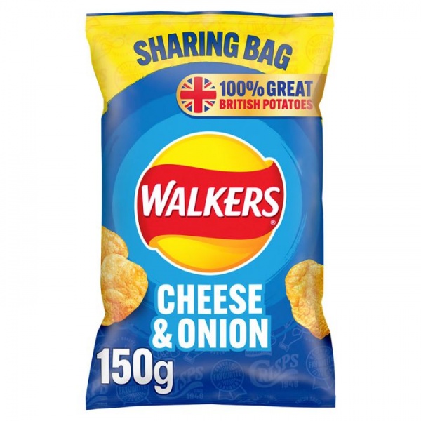 Walkers Cheese & Onion Crisps Sharing Bag 150G (6 Pack)