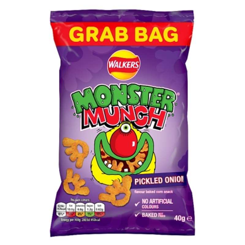 Walkers Monster Munch Pickled Onion Snacks Crisps 40G (35 Pack)