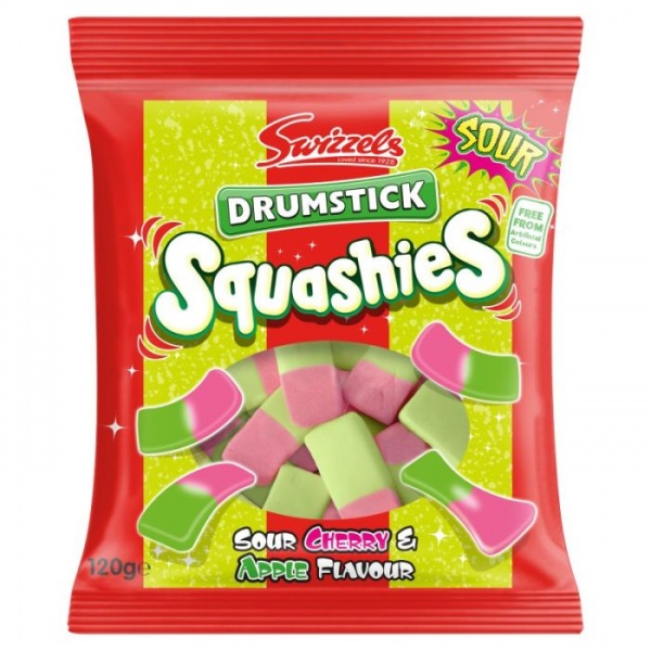 Swizzels Squashies Sour Cherry & Apple 120g Bag (12 Pack)