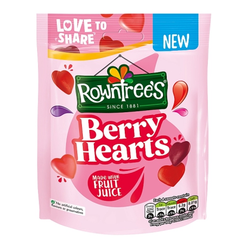 Nestle Rowntrees Berry Hearts Pouch 115G (10 Pack)