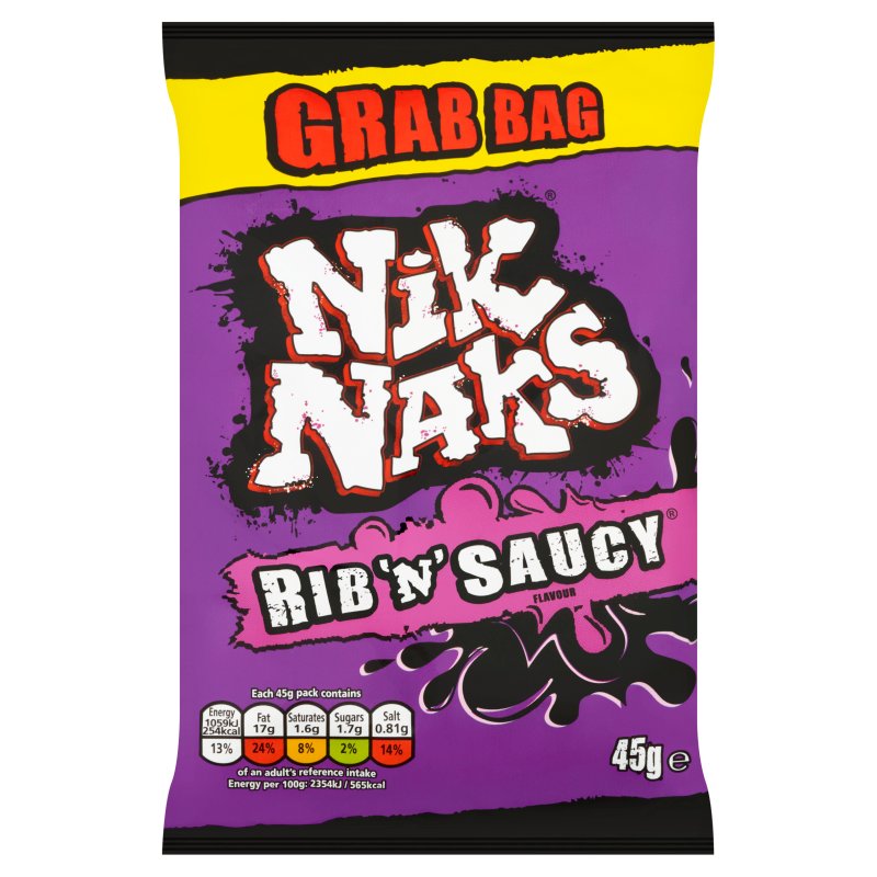 Nik Naks Rib 'N' Saucy Grab Bag 45G (36 Pack)