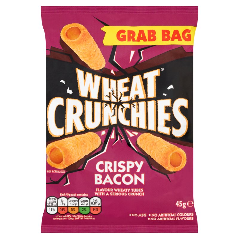 Wheat Crunchies Crispy Bacon Grab Bag 45G (32 Pack)