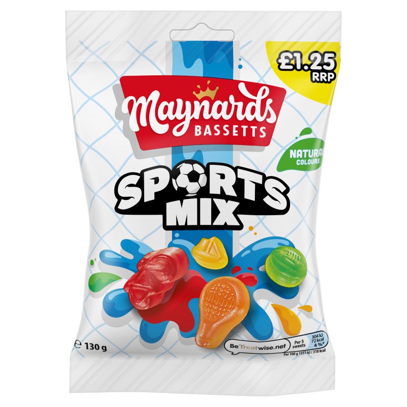 Maynards Bassetts Sports Mix Bag 130G (10 Pack) Price Marked £1.25