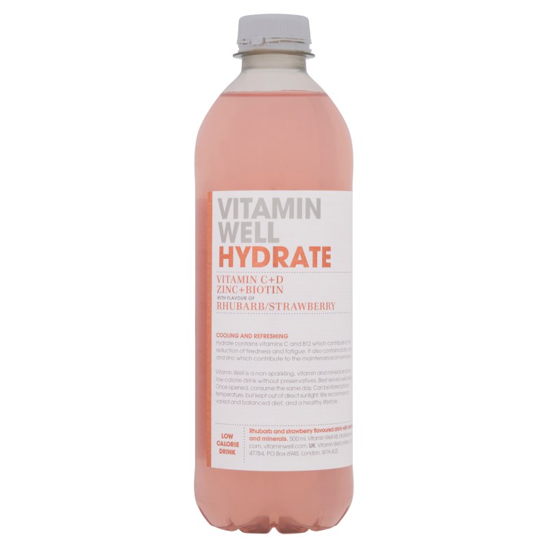 Vitamin Well Hydrate Rhubarb & Strawberry 500Ml (12 Pack)