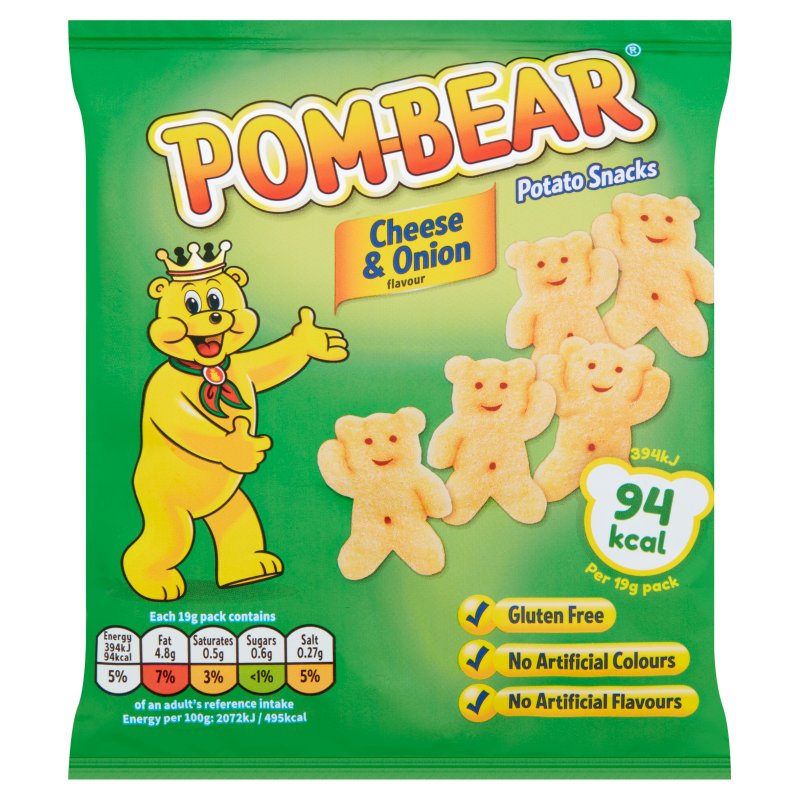 Pom-Bear Cheese & Onion Potato Snacks 19g (36 Pack)