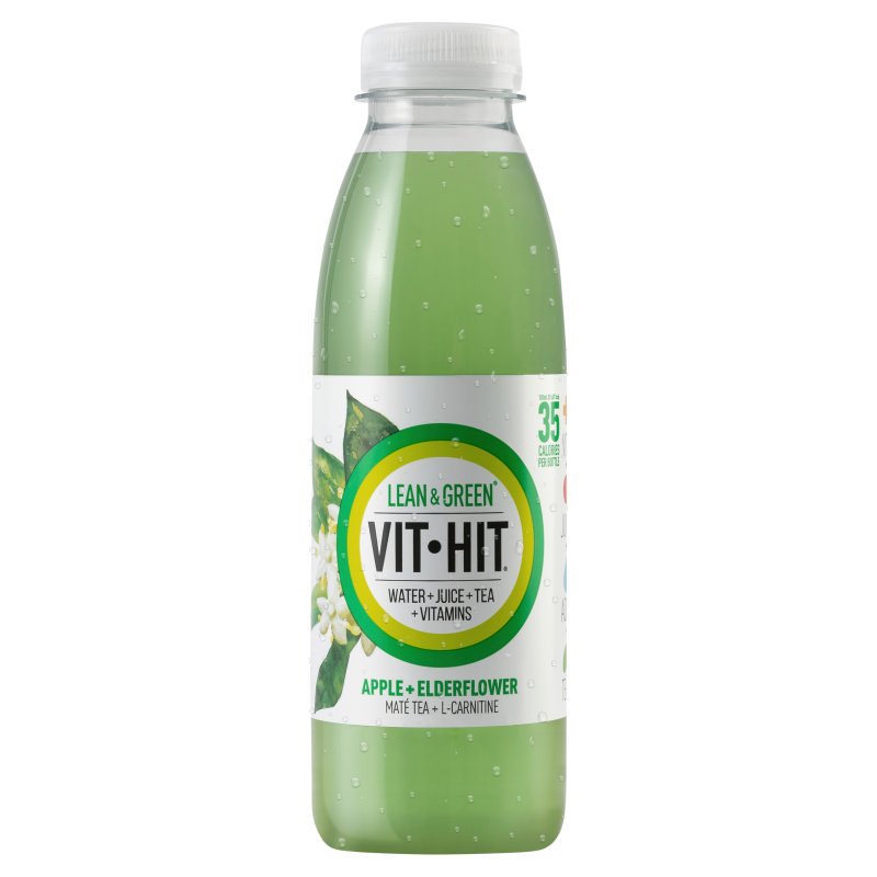 Vit Hit Lean & Green Apple & Elderflower 500ml (12 Pack)